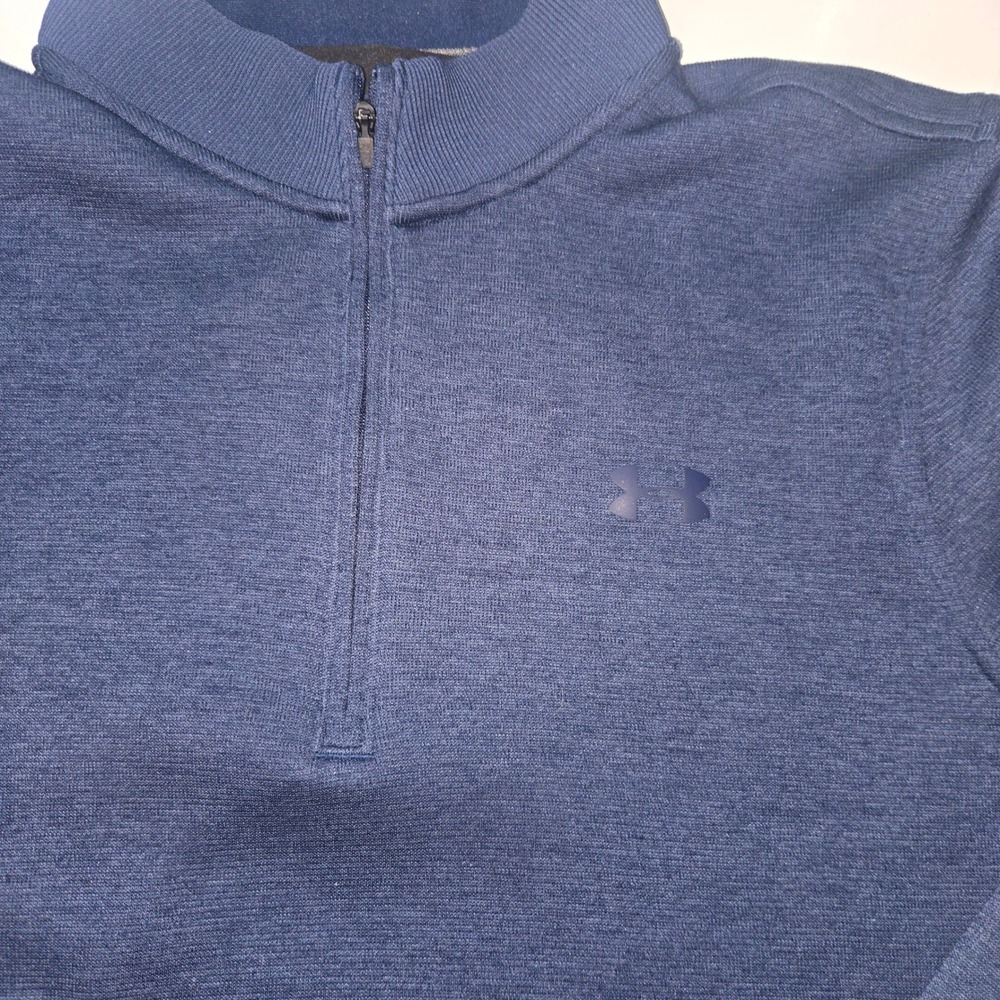 Under Armour Storm ColdGear Mens Medium Blue Heather Quarter Zip Pullover - Picture 3 of 8
